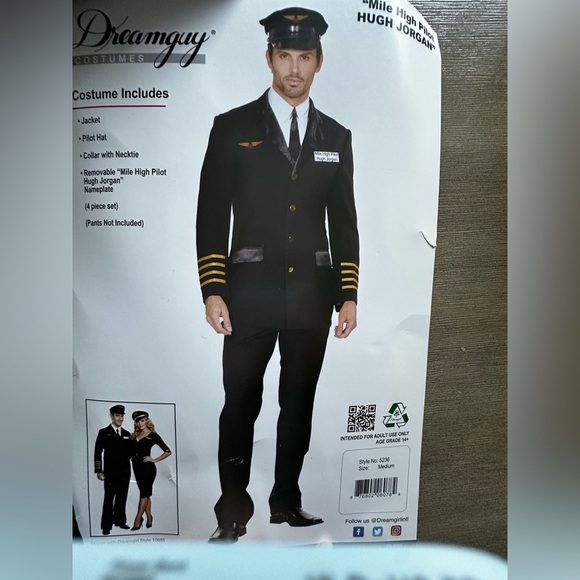 Dreamgirl Men's medium Black Captain Costume Jacket Hugh Jorgan - Picture 1 of 7